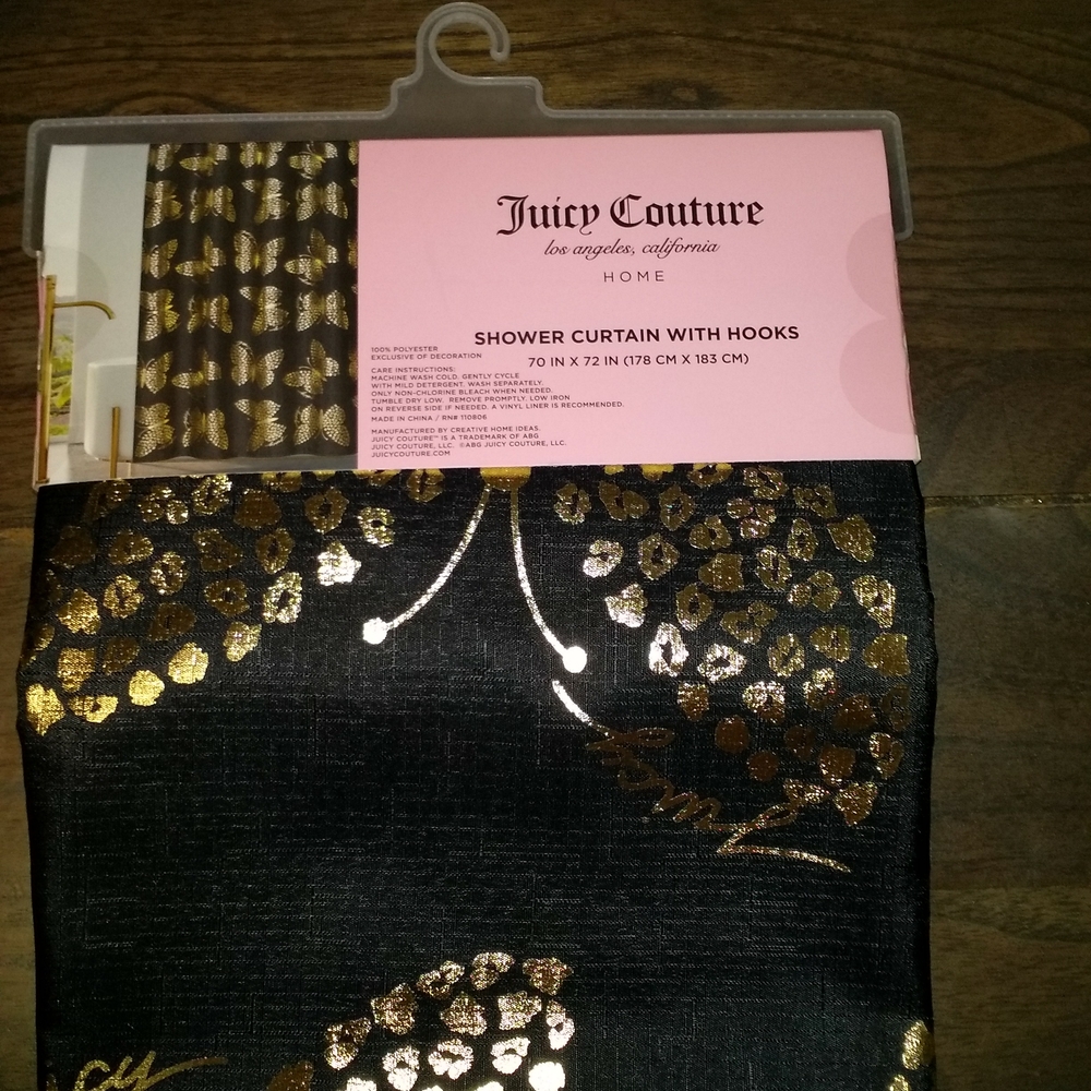 Juicy Couture Black and Gold Shower Curtain